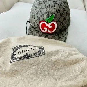 Gucci GG Supreme Apple Baseball Hat Sz M Gucci GG Supreme Monogram Apple Print Baseball Hat M Beige  main image 3